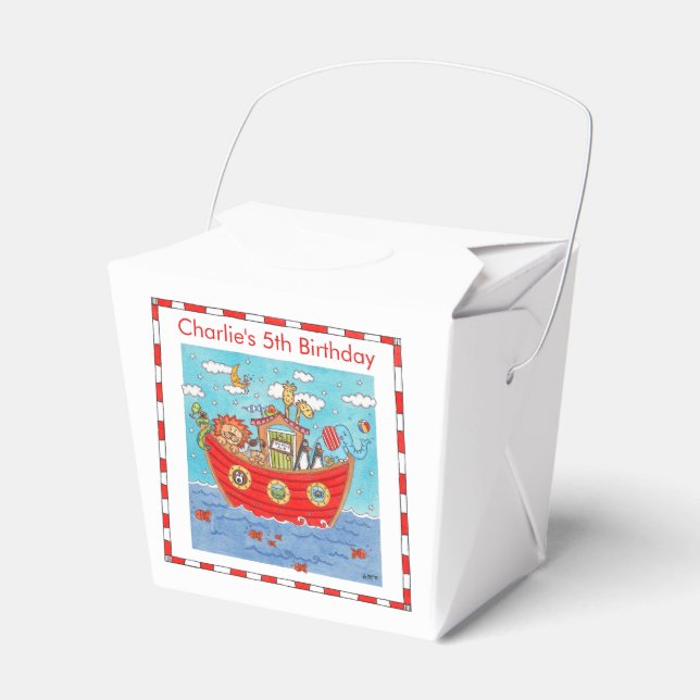 Personalised Noah's Ark Birthday Favour Box (Front Side)