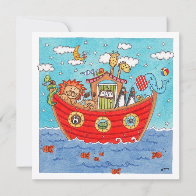 Personalised Noah's Ark Birthday Invitation (Front)