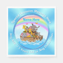 Personalised, Noah's Ark Napkins, Noah's Ark Party