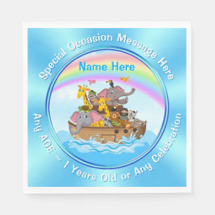 Personalised, Noah's Ark Napkins, Noah's Ark Party Napkin
