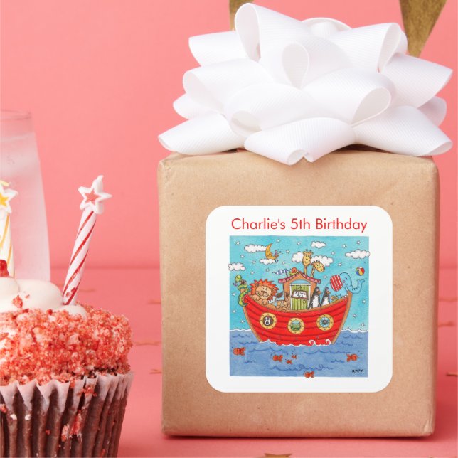 Personalised Noah's Ark  Square Sticker (Party)