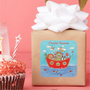Personalised Noah's Ark Square Sticker