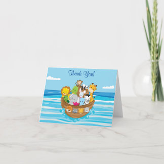 Personalised Noah's Ark Theme with Baby Animals Thank You Card