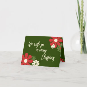 Personalised Non Photo Cute Floral Christmas  Card