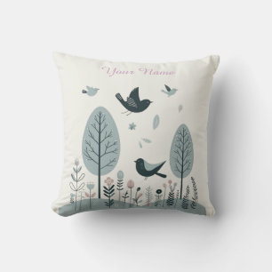 Personalised Nordic Birds & Forest Cushion