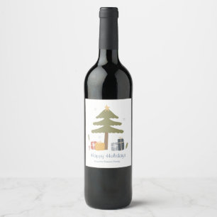 Personalised Nordic Christmas Holiday Business Wine Label