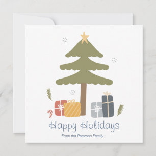 Personalised Nordic Christmas Holiday Flat Card