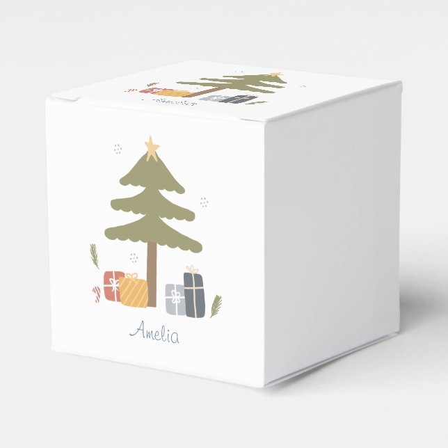 Personalised Nordic Christmas Tree Gift  Favour Box (Front Side)