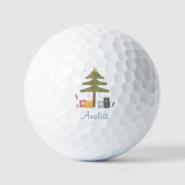 Personalised Nordic Christmas Tree Holiday Golf Balls (Front)