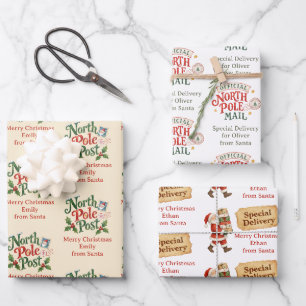 Personalised North Pole Santa Christmas Wrapping Paper Sheet