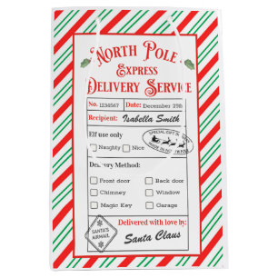 Personalised North Pole Special Delivery Santa Medium Gift Bag