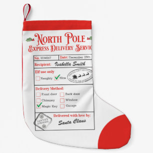 Personalised North Pole Special Delivery Santa Small Christmas Stocking