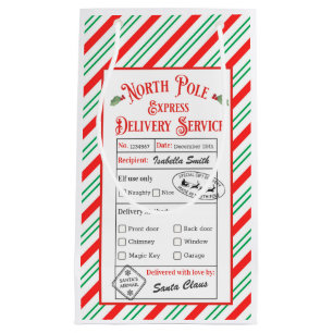 Personalised North Pole Special Delivery Santa Small Gift Bag