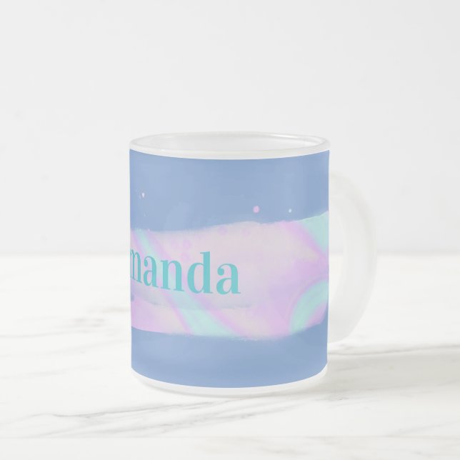 Personalised Northern Lights Blue Sparkles Mug (Front Right)
