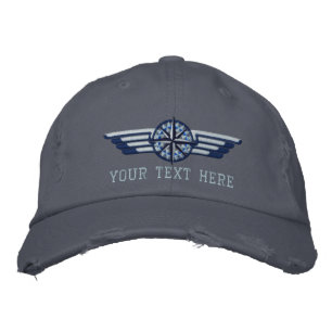 Personalised Northern Star Compass Pilot Wings Embroidered Hat