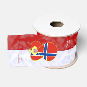 Personalised Norway Angel Flag Blonde Red White Grosgrain Ribbon