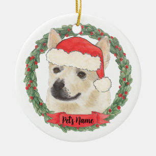 Personalised Norwegian Buhund Dog Ceramic Tree Decoration