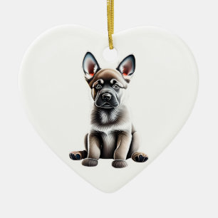 Personalised Norwegian Elkhound Puppy Ceramic Tree Decoration