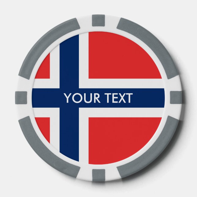 Personalised Norwegian flag poker chips (Front)