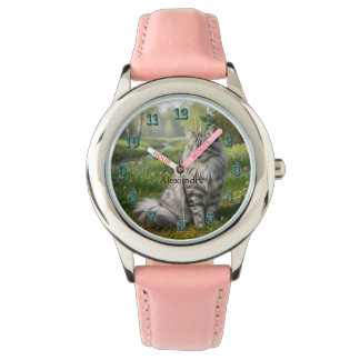 Personalised Norwegian Forest Cat in the Meadow Watch