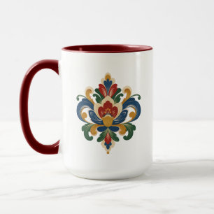 Personalised Norwegian Rosemaling Folk Art Mug