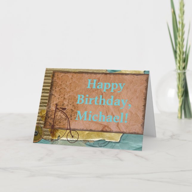 Personalised Nostalgic Cycling Themed Photo Card (Front)