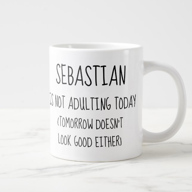 Personalised Not Adulting Today Large Coffee Mug (Right)