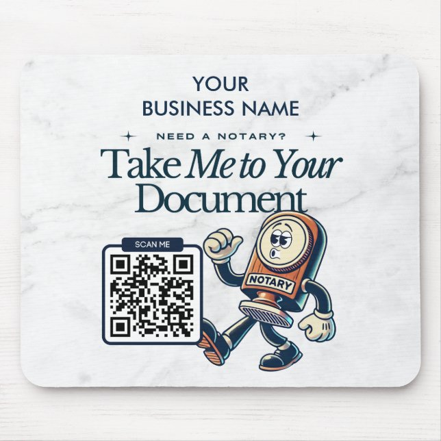 Personalised Notary Public Marketing with QR Code  Mouse Mat (Front)