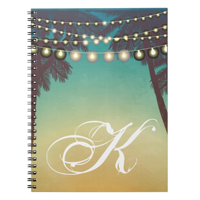 Personalised Note Book Beach Sunset Palm Trees Str (Front)