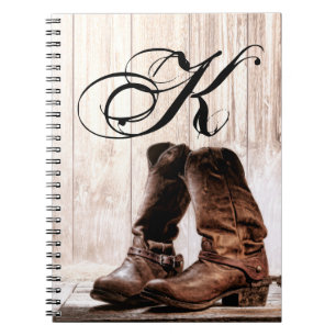 Personalised Note Book Boots Country Rustic Wester