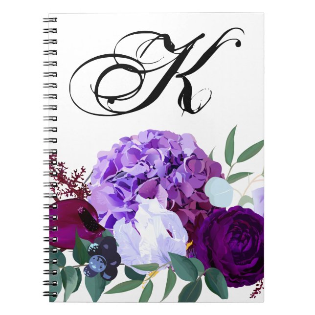 Personalised Note Book Lavender Hibiscus on Whit (Front)
