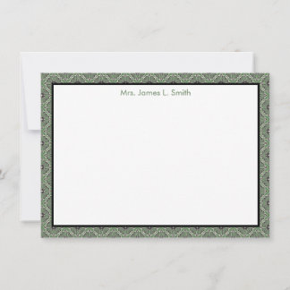 Personalised Note Card | Green & Black Stationary