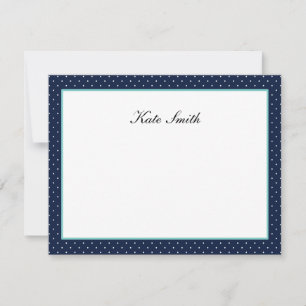 Personalised Note Cards - Navy Blue & Aqua - Dots