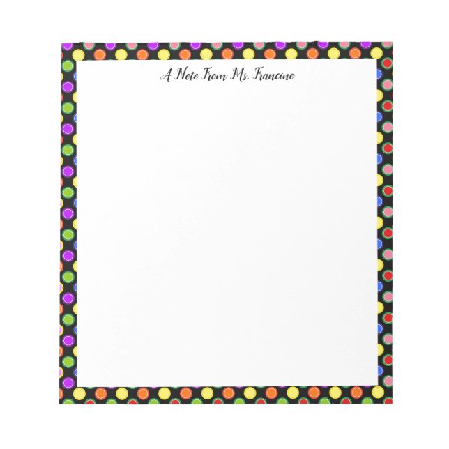 Personalised Note From, Colourful Polka Dots, Blac (Front)