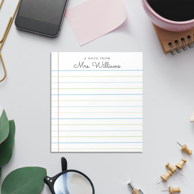 Personalised Note From Teacher Lined Paper Notepad (Creator Uploaded)