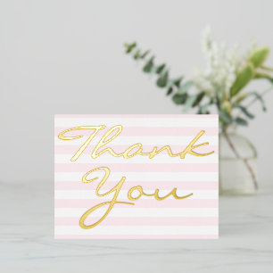 Personalised Note Modern Elegant Stripes Thank You Foil Invitation Postcard