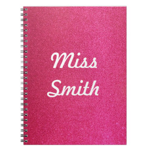 Personalised Notebook Any Name Deep Pink Sparkle