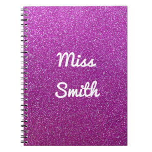 Personalised Notebook Any Name Purple Glitter