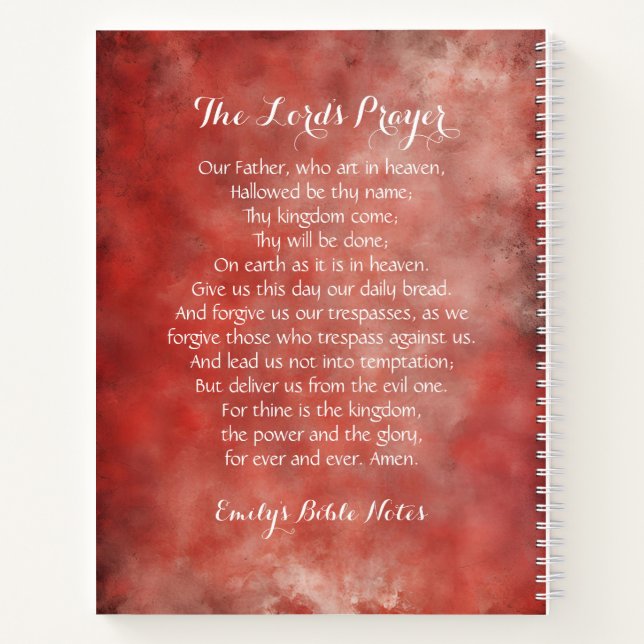 Personalised Notebook containing the Lord's Prayer (Back)