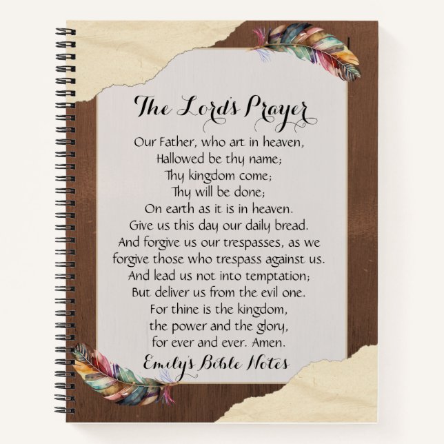 Personalised Notebook containing the Lord's Prayer (Front)