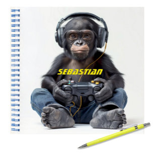 Personalised Notebook Gamer Chimp for Kids