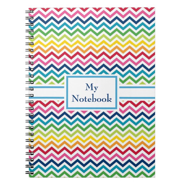 Personalised Notebook - Multi Coloured Zigzags (Front)