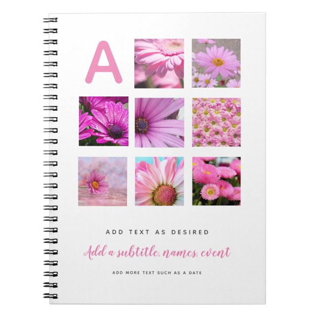 Personalised Notebook Template Photos Text Initial (Front)