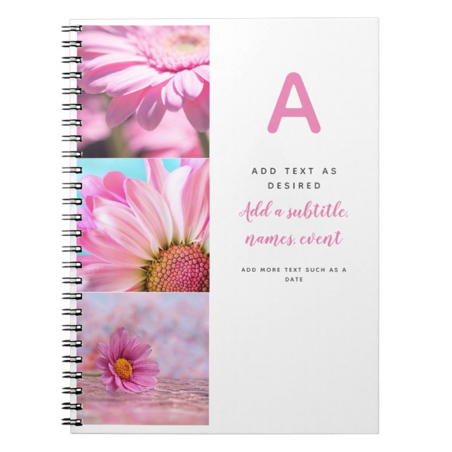 Personalised Notebook Template Photos Text Initial (Front)