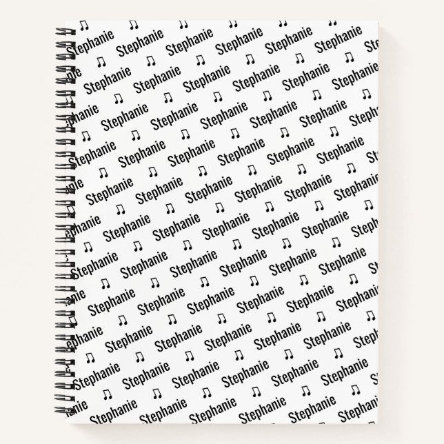 Personalised Notebook with Name & Musical Notes (Front)