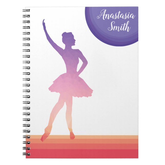 Personalised notepad ballerina  silhouette dancing notebook (Front)