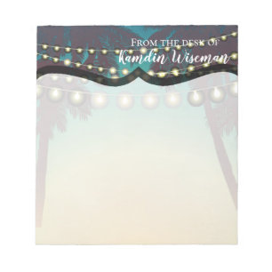 Personalised Notepad Beach Sunset Palm Tree String