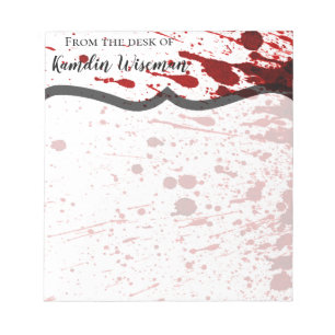 Personalised Notepad Blood Splatter Vampire Gothic