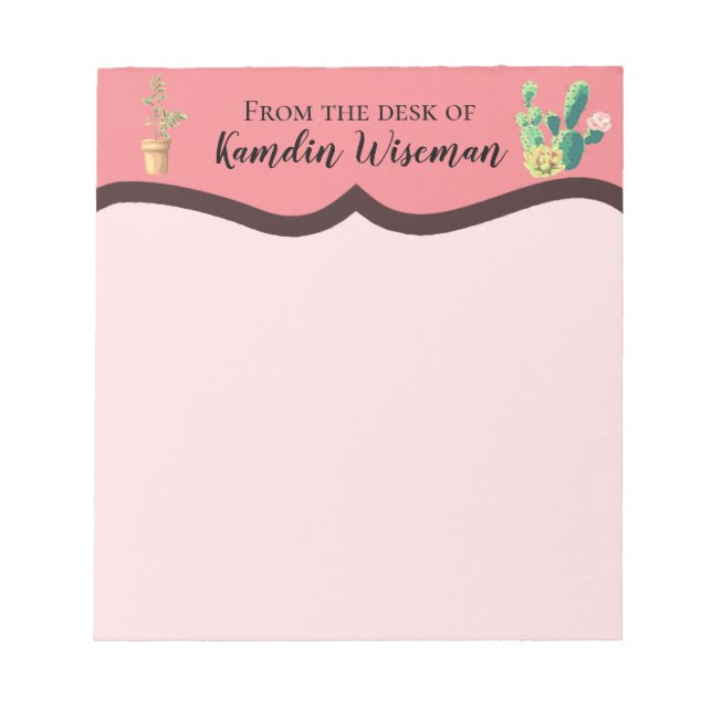 Personalised Notepad Bohemian Cactus Succulents De (Front)