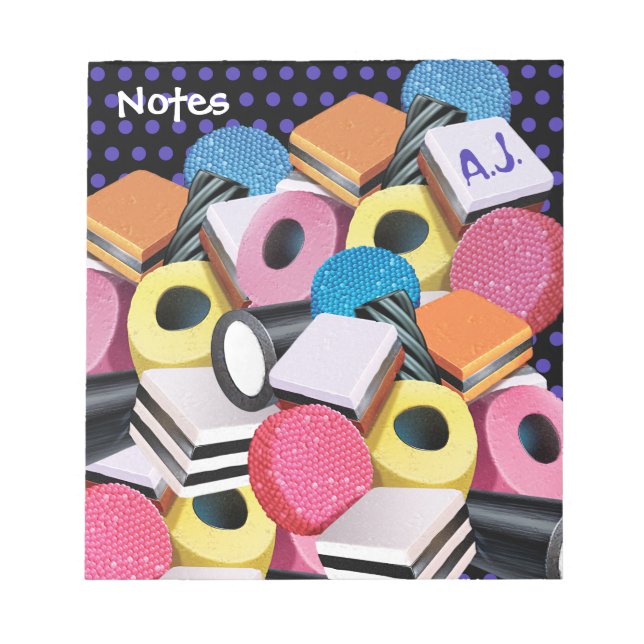 Personalised Notepad Candy Allsorts design (Front)